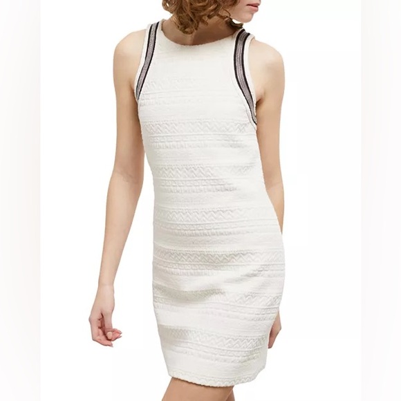 The Kooples White Ribbed Tank Dress with Black Trim - Picture 5 of 8